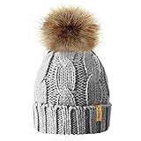 SIEGES キッズ帽子 ニット帽 ボンボン付き 可愛い 防寒 冬 子供 女の子 男の子 8色 (グレー)