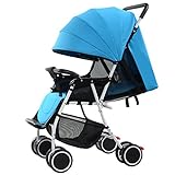 QXmEiベビーカートスチールパイプ0 to 3 years oldライトCan Lie Down and Sit Down to fold、重量軸受25 kg Baby Stroller ブルー 0