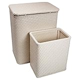 レドモン7212CRチェルシー柄ウィッカー保育園洗濯物用かご、一致ごみ箱 - クリーム