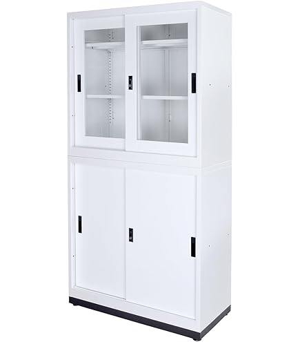 Amazon｜スチール書庫 両開きドア 高さ180cm 可動棚 鍵付き