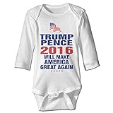 Kamifa カミファ ドナルド トランプ ニュー大統領 ロゴ 長袖ボディースーツ ベビー服 連帯服 幼児 パーファクト White 24 Months