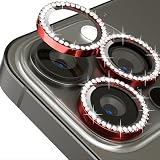 iPhone15プロ/iPhone15プロ マックス用 カメラレンズカバー カメラフィルム アルミ合金製 iphone15proカメラレンズ保護フィルムガラス キラキラ 耐衝撃 防塵 高透過率 露出オーバー防止 キズ防止 黒縁取り 硬度9H 全面保護 貼り付け簡単（ゴールド）