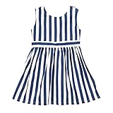Cutelove 子供ドレス ワンピース 女の子 ストライプ 蝶結び付き バック中空 可愛い 夏 袖無し ベビー ドレス 素敵 おしゃれ