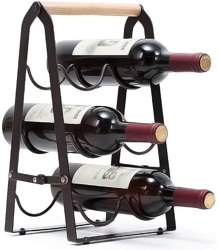 KOKSTOP Countertop Wine Rack, 6 Bottles Wine Storage Capacity, Modern Corner Metal