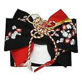 七五三 正絹刺繍結び帯 3サイズ6色/L(7歳用) 黒