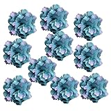 Perfk 造花　結婚式　ホーム飾り　ヨーロッパ風　牡丹花頭　春雰囲気　9センチメートル　10個　全6種選べ　人工シルク　 - 青, 9cm