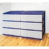 ワイド チェスト 収納ケース 3段 2個組 ロイヤルブルー 日本製 MJ-W3-2RBL