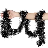 Copeflap キラキラ ガーランド ツリー 飾り モール 全長10m パーティー ティンセルガーランド (黒)