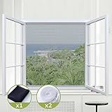 Rabbitgoo 簡易 網戸 内開き窓用 面ファスナー倍増 マジックテープ式 夏 虫よけ 張り替え カット 手洗いOK DIY キット （黒 130 x 150cm)