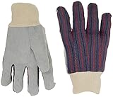 MCR Safety 1040 Cow Leather Lined Palm Men's Gloves with Cotton Back, Natural Pearl/Gray, Large, 1 P