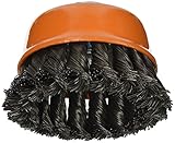 Walter 13F301 Knot Twisted Wire Cup Brush, Threaded Hole, Carbon Steel, 3 Diameter, 0.015 Wire Diame