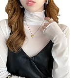 [PALAME] シアー トップス 総レース シースルー レディース 春 秋 肌見せ・重ね着・着回し力 高伸縮 ブラウス チュール メロー加工 ハイネック インナー 軽量 薄手 長袖 花柄 春 夏 秋 (JP, 数字サイズ, 00, 無地ーホワイト)
