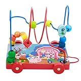 CXYP　赤ちゃんおもちゃ　ビーズコースター 　キッズ 　木製 　知育玩具 　ルーピング 　おもちゃ　指先トレーニング 　ミニ サイズ 動物模様 (C)