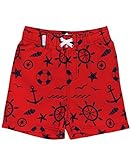 RuggedButts Infant / Toddler Boys Red w / Navy Nautical Print Swim Trunks W /調節可能なウエスト カラー: レッド