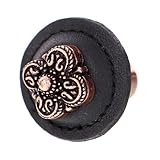 Vicenza Designs K1278 Napoli Round Leather Knob, Large, Black, Antique Copper [並行輸入品]