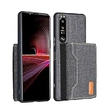 【 Moilyo 】iPhone 12 /12 PRO 6.1 inch (6.1インチ) 用2イン1 取り外し可能なウォレット&スマホケース 磁気吸着 アップル アイフォン12プロ 上質 デニム材料+ 財布型ICカード収納ケース 耐衝撃 保護ケース スタンド機能 背面カバー 縄掛け カードホルダー付き ケースカバー iPhone12 【2in1分離式-ブラック】