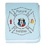 CafePress – 将来消防士ダルメシアンBaby Blanket – スーパーソフトベビー毛布、新生児おくるみ ブルー 493343646-0-98-0