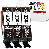 Shower インクカートリッジ キヤノン用 BCI-330XL (PGBK/ブラック) 【顔料】3本セット (大容量) 互換インク QR/WEB説明あり 【Green Shower製】は国内梱包検品を実施【安心一年パック】 BCI-330XLBK