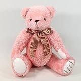 メッセージリボン付き体重ベア　ピンク（ウェイトドール完成品）※足裏にお名入れ・リボンの色は選べます