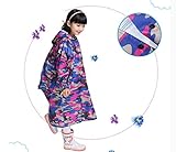 （ゼッパモリ）ZPAMOR　キッズ　雨具 レインコート　迷彩 バイザー付き　収納袋付き　レインウェア　可愛い　超軽量　ランドセル対応　便利 (L, ローズレッド)