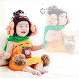 0-1歳 撮影写真 ベビー 幼児 編む フラワー飾り 吊りスカート ロンパース イエロー*0-1歳に合う 【1点】