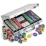 HEITOK ポーカーチップセット 300枚 11.5g 鉄芯 数字入り アルミケース付 トランプ付 ダイス付 ディーラーボタン付 カジノチップ