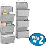 mDesign Over Door Fabric Baby Nursery Closet Organizer for Stuffed Animals Diapers Wipes Towels - Pa