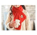 Candykids　可愛くてふわふわ キッズ用 マフラー 全6色 　柔らかいキッズ ふわふわマフラー　純色厚手 秋冬　女の子ネックウォーマー　男女兼用 (レッド)