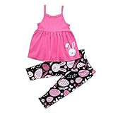 Tovadoo 子供服 ベビー服 女の子 トップス+ズボン 春夏 ノースリーブ ピンク イースターエッグ柄 ウサギ柄 プリンセス 可愛い プレゼント 通学 旅行 海遊び 1-5歳