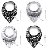 H&K よだれかけ ベビービブ 赤ちゃんビブ 三角ビブ よだれカバー ベビースタイ 食事用スタイ スナップ サイズ調整可能 出産祝い 保育園用 4枚セット