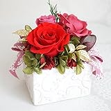 【ベルシック】 プリザーブドフラワー　ノエルローズ　　 枯れないお花　お祝・お見舞い　クリアケース付　　＜即日出荷＞＜送料無料（一部地域を除き）＞ (レッド)