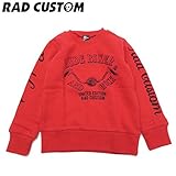 RAD CUSTOM(ラッドカスタム) 裏毛起毛「バイクプリント」長袖トレーナー・レッド【1603】【C】 110 レッド(03)