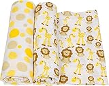 MiracleWare Muslin Swaddle Blanket, Giraffes & Lions, 2 Piece