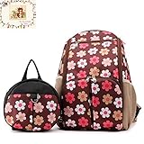 MSM 2 Sets Bag,Mummy Baby Diaper Changing Backpack + Kids Safety Harness,Anti-lost Backpack (Flower 
