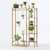 LJ バルコニーのリビングルームの床の多層マルチバンブーポットの棚