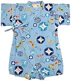 村信 朝顔&とんぼ柄 甚平風ロンパス 男児 サックス 80cm 71735 日本製