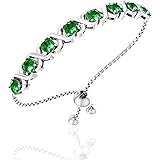 Belinda Jewelz Womens Sterling Silver Gemstones Adjustable XO Bolo Bracelet