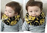 子供　かわいい　ネックウォーマー マフラー スマイル柄 ニット 黄色　防寒　ベビー　キッズ　プレゼント