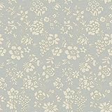 Warner BRL98033 Stria Floral Toss Wallpaper, Blue [並行輸入品]