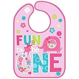 Amscan One Wild Girl 1st Birthday Vinyl Baby Bib 13 x 10 Pink [並行輸入品]