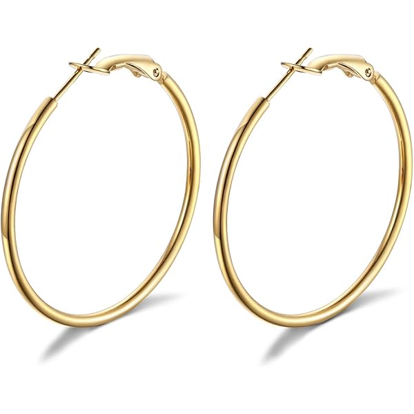 K18 ピアス槌目フープ幅5㎜ 直径23㎜5g オリジナル手作り