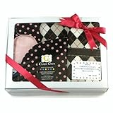 出産祝い メッセージのしを付けて 人気 ギフト 0~4才女の子スタイ２枚・おむつマット＆ポーチ４点/ブラウンアーガイル