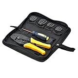 BANGWEIER　電工圧着ペンチセット 電工ペンチ　ペンチ　端子圧着ペンチ 絶縁閉端子使用され　ドライバーと5つの交換用ダイス付属　高炭素鋼製　耐久性　配線作業
