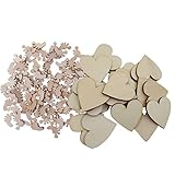 Perfk 150個　魅力的　木製　ベビーフィート　ラブハート　オーナメント　クラフト装飾