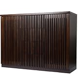 日本製(大川) 天然木タモ材使用 120幅2枚扉引出3段サイドボード ブラウン 1324