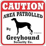CAUTION AREA PATROLLED By Greyhound Security Co. サインボード：グレイハウンド 注意 警戒中 セキュリティ 看板 Made in U.S.A [並行輸入