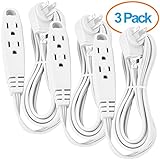 Aurum Cables 6-Feet 3 Outlet Extension Cord Indoor/Outdoor Extension Cord 16AWG 3 Pack - White - UL 