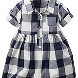 カーターズ Carter's シャツ ワンピース チェック 半袖 綿ポプリン100% オムツカバー付き Buffalo Check Shirt Dress NB (50-55cm)