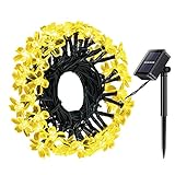 Magicfly ソーラーイルミネーション　ウォームホワイト　桃の花形電飾　防水　50球 クリスマスライト　庭/パーティー/結婚式に　自動点灯　8m