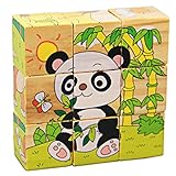 Demiawaking　かわいい幼児 子供 教育教材 木のおもちゃ　知育/啓蒙教育おもちゃ 　パンダ積み木・6模様できる